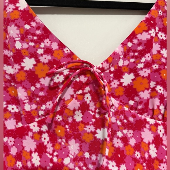 Express Vintage Y2K Ditsy Floral Pink Sleeveless Midi Dress Size 9/10 Babydoll - Picture 4 of 9